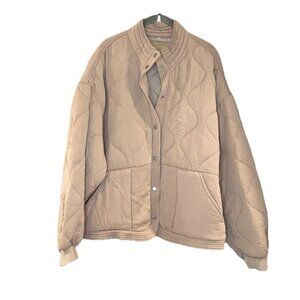 Blank NYC Quilted Jacket Neutral Pink Button Snap Chai Tea Oversize Coat XL